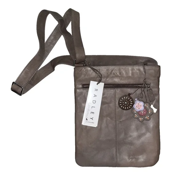 Radley London Pockets Medium Leather Crossbody Floral Brown NWT $150 MSRP